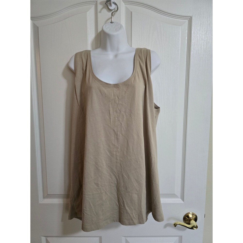 Indigo Sleeveless Scoop Neck Tank Top in Beige